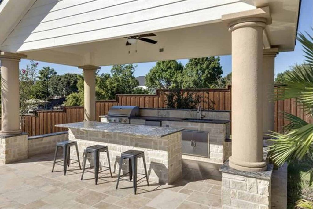 outdoor kitchen stone setup